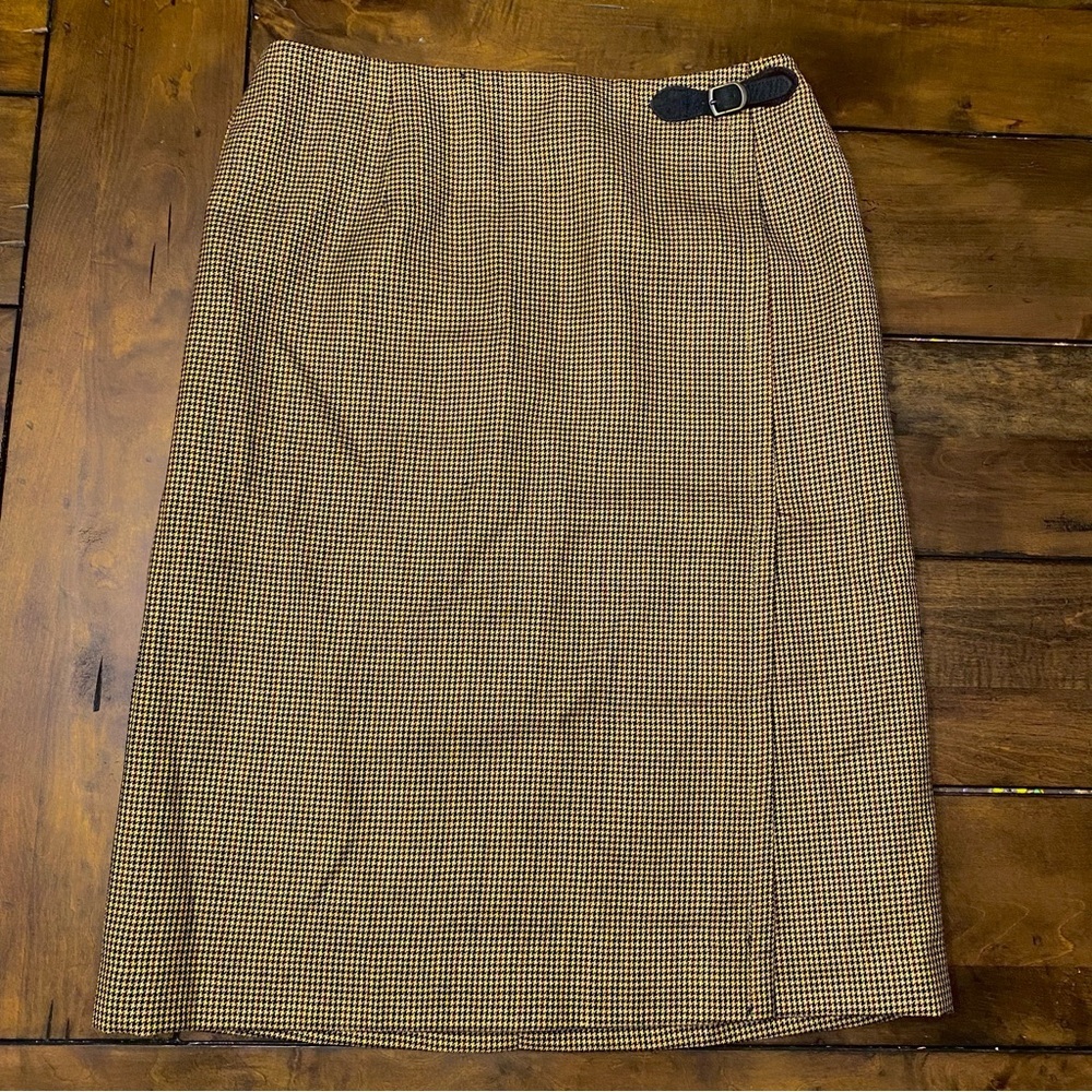 Rafaella Vintage Brown/Tan Houndstooth Pencil Skirt size 12